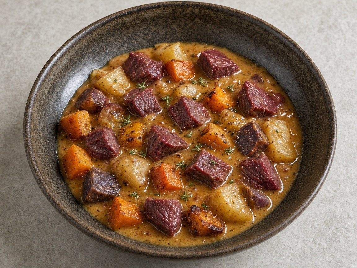 Reindeer and root vegetable pot pie