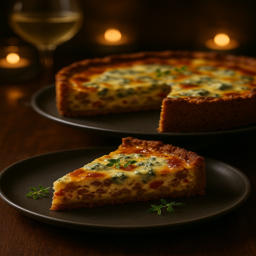 Blue cheese and cold-smoked reindeer tart