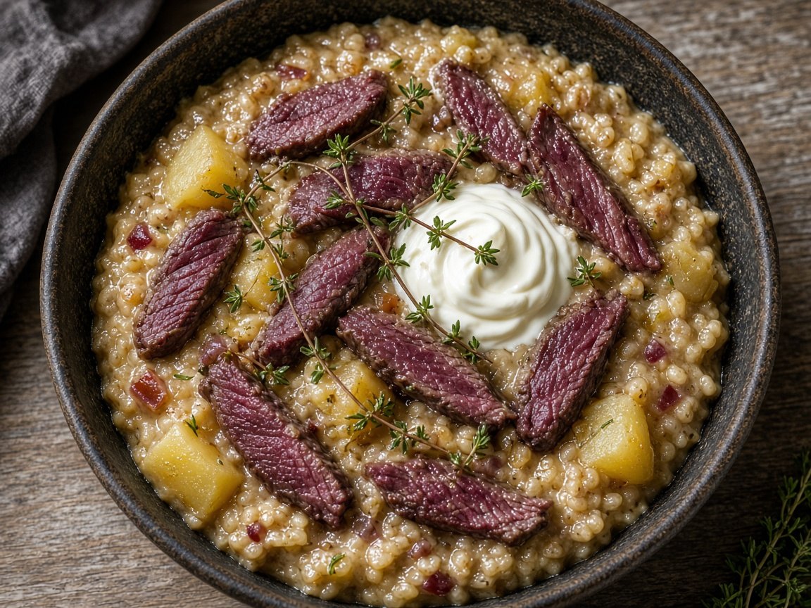 Reindeer and barley stew