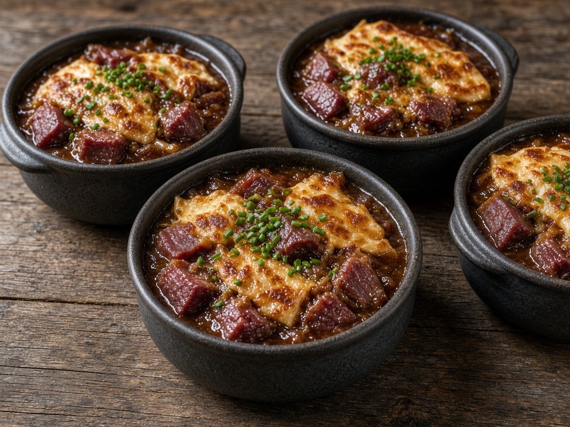 Reindeer and caramelised onion pot pie