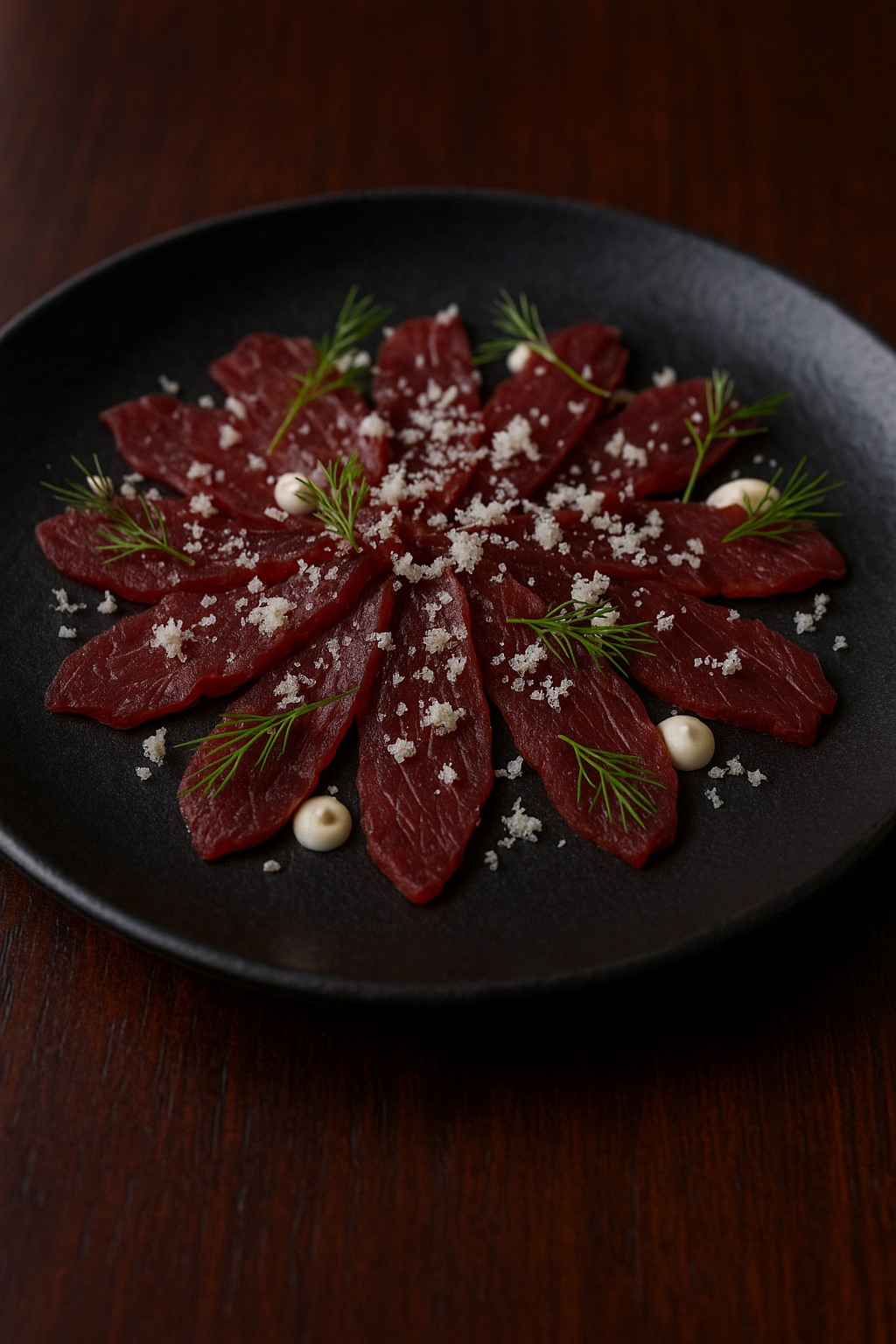 Reindeer carpaccio with horseradish and dill
