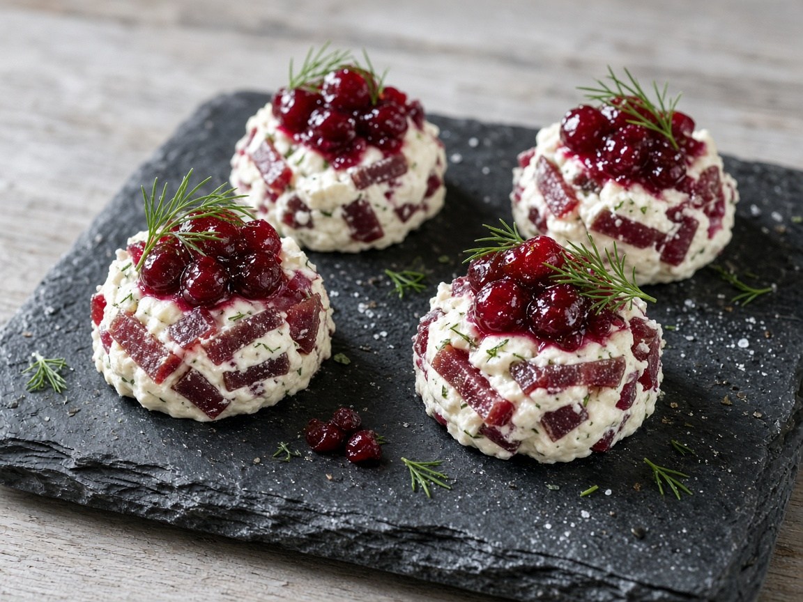 Cold-smoked reindeer in dill cream