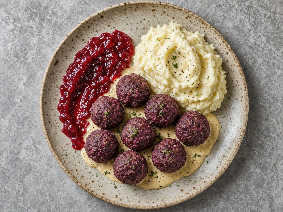 Reindeer meatballs in creamy Dijon sauce