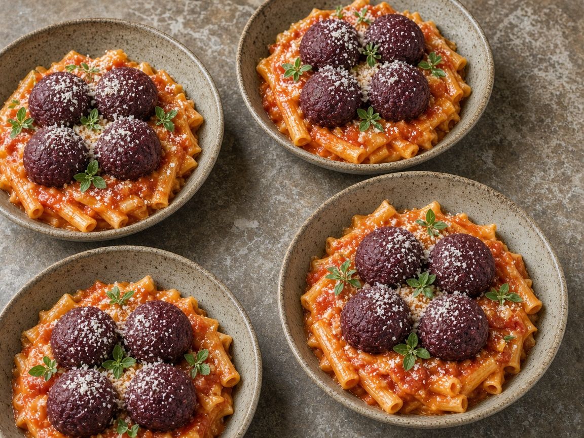 Reindeer meatballs with tomato pasta
