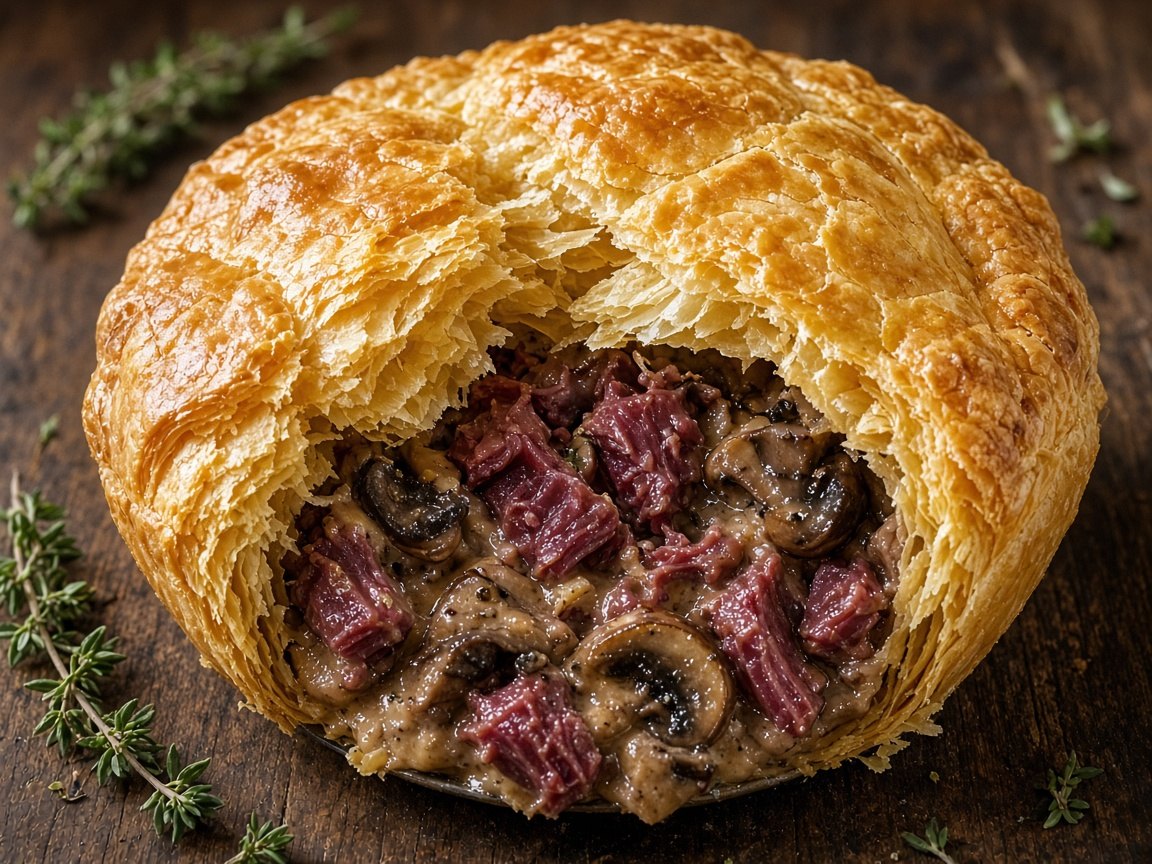 Reindeer and mushroom pot pie