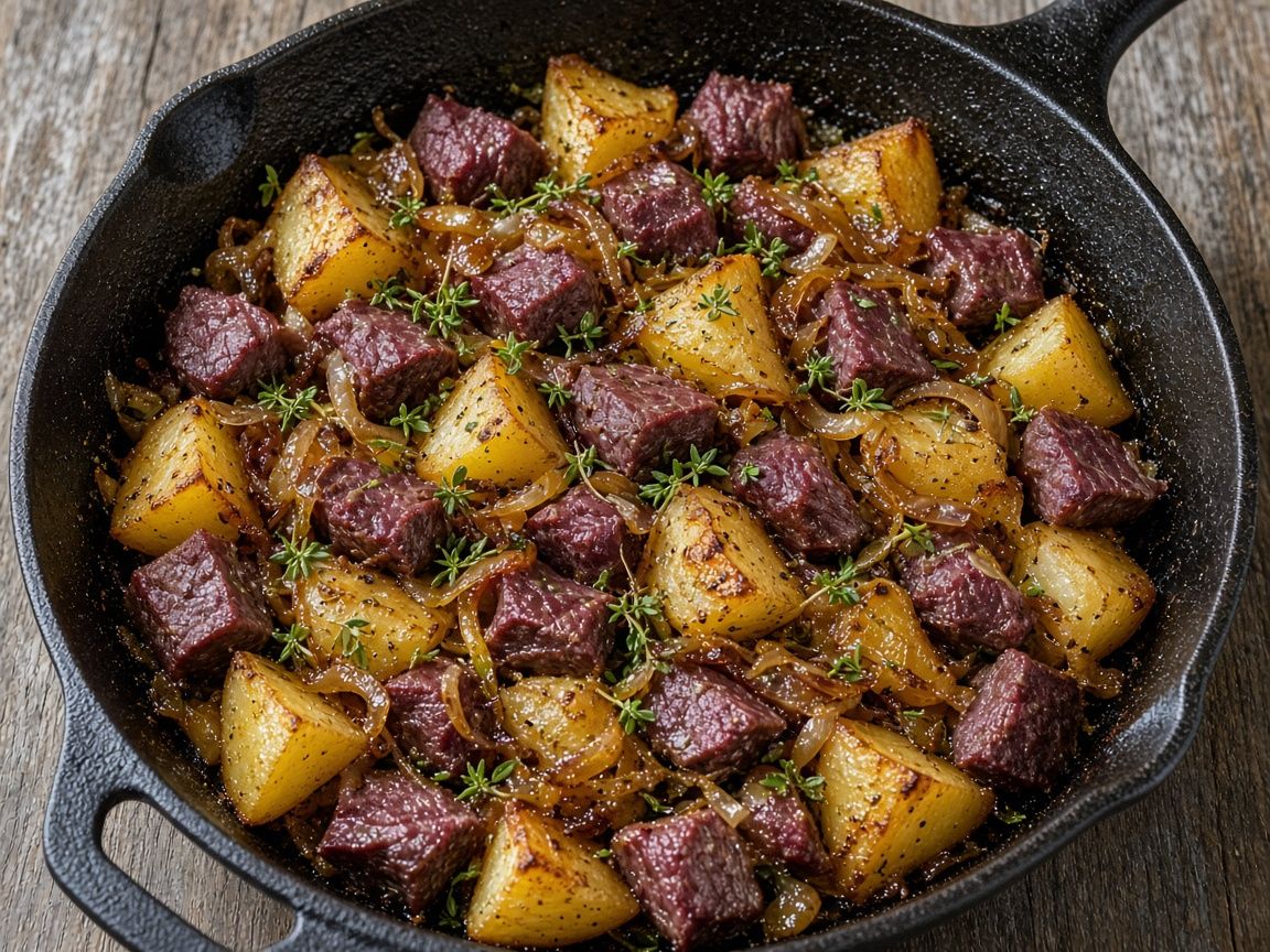 Reindeer and potato skillet bake