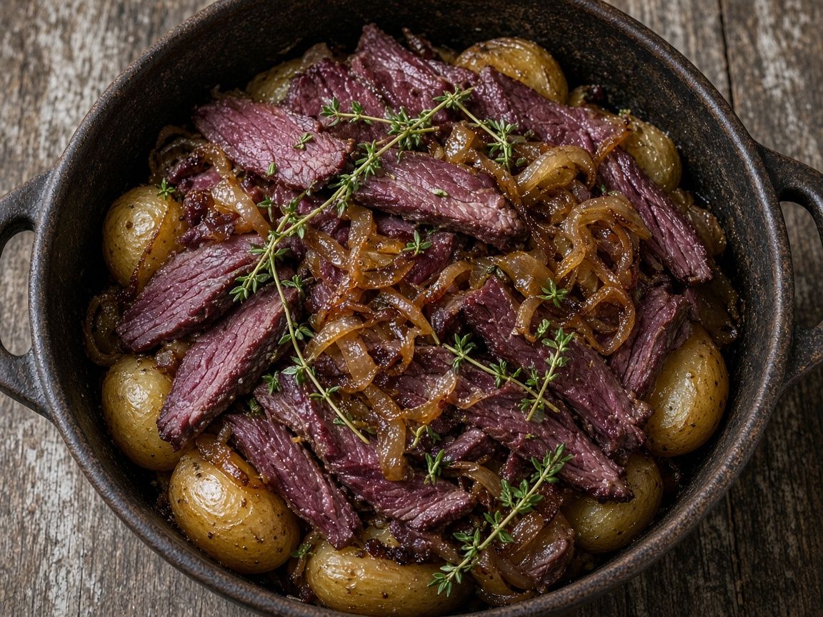 Reindeer and potato pot-steamed bake