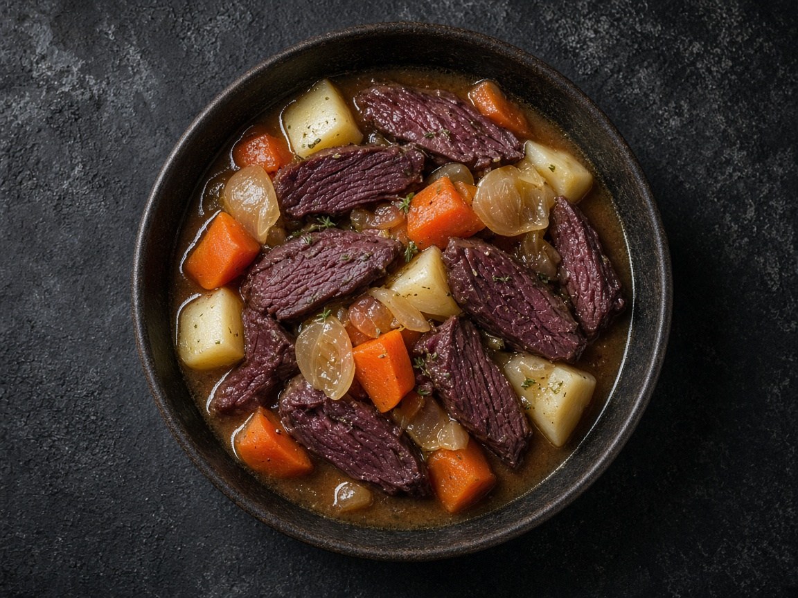 Reindeer and root vegetable pot