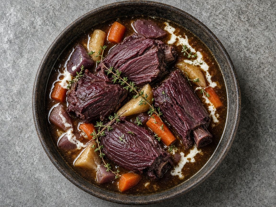 Reindeer shank and root vegetable stew