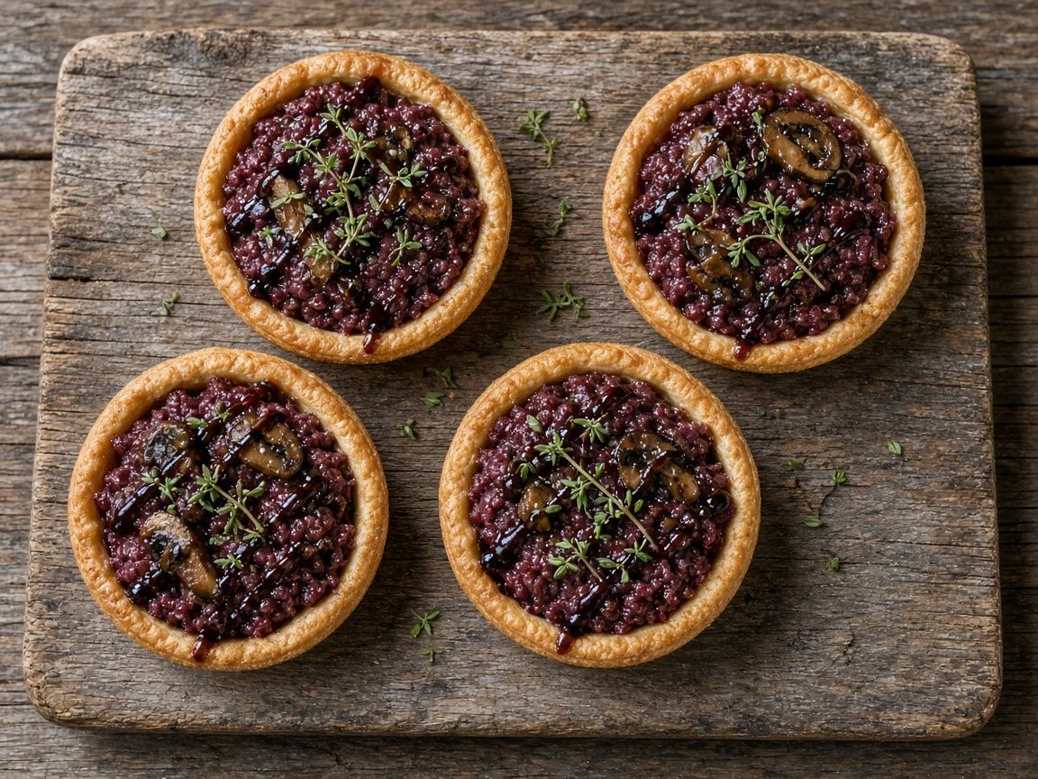 Reindeer and wild mushroom tartlets