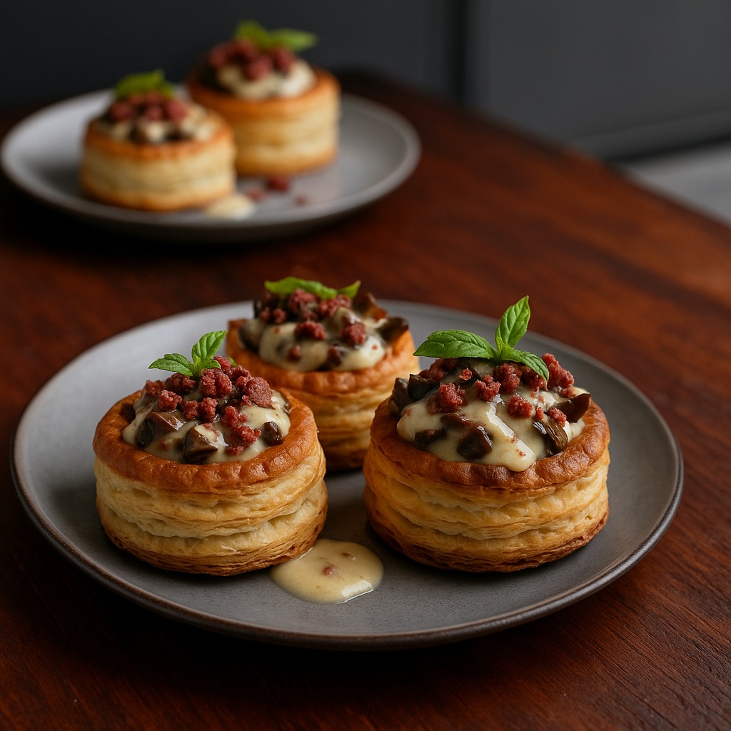 Reindeer and wild mushroom vol-au-vents