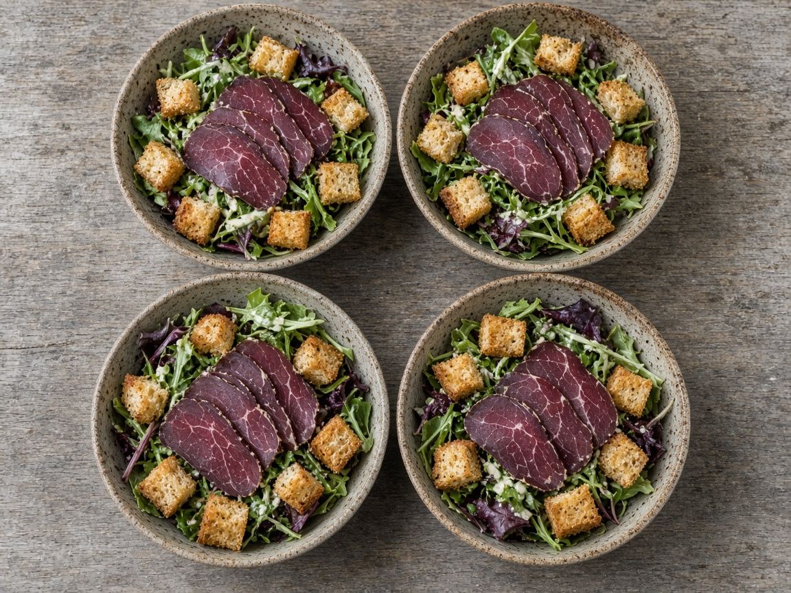 Cold-smoked reindeer Caesar salad