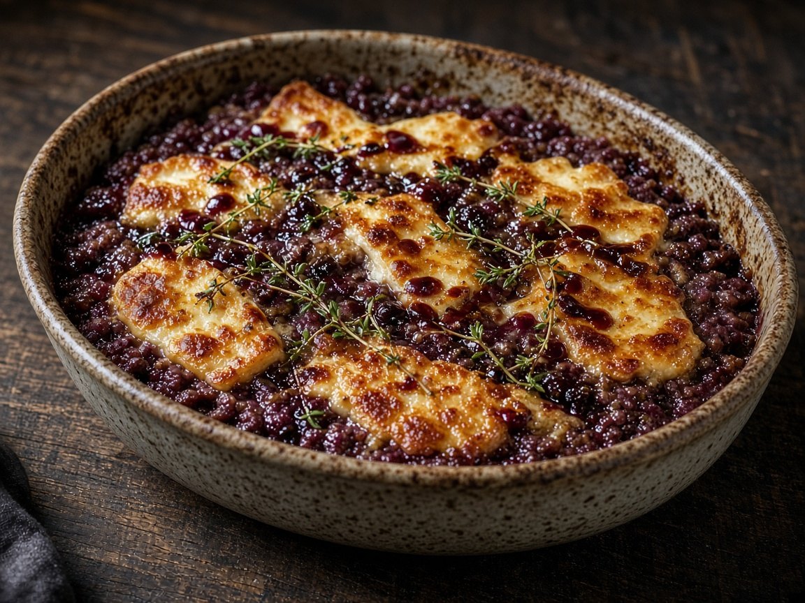 Cold-smoked reindeer and halloumi batter bake
