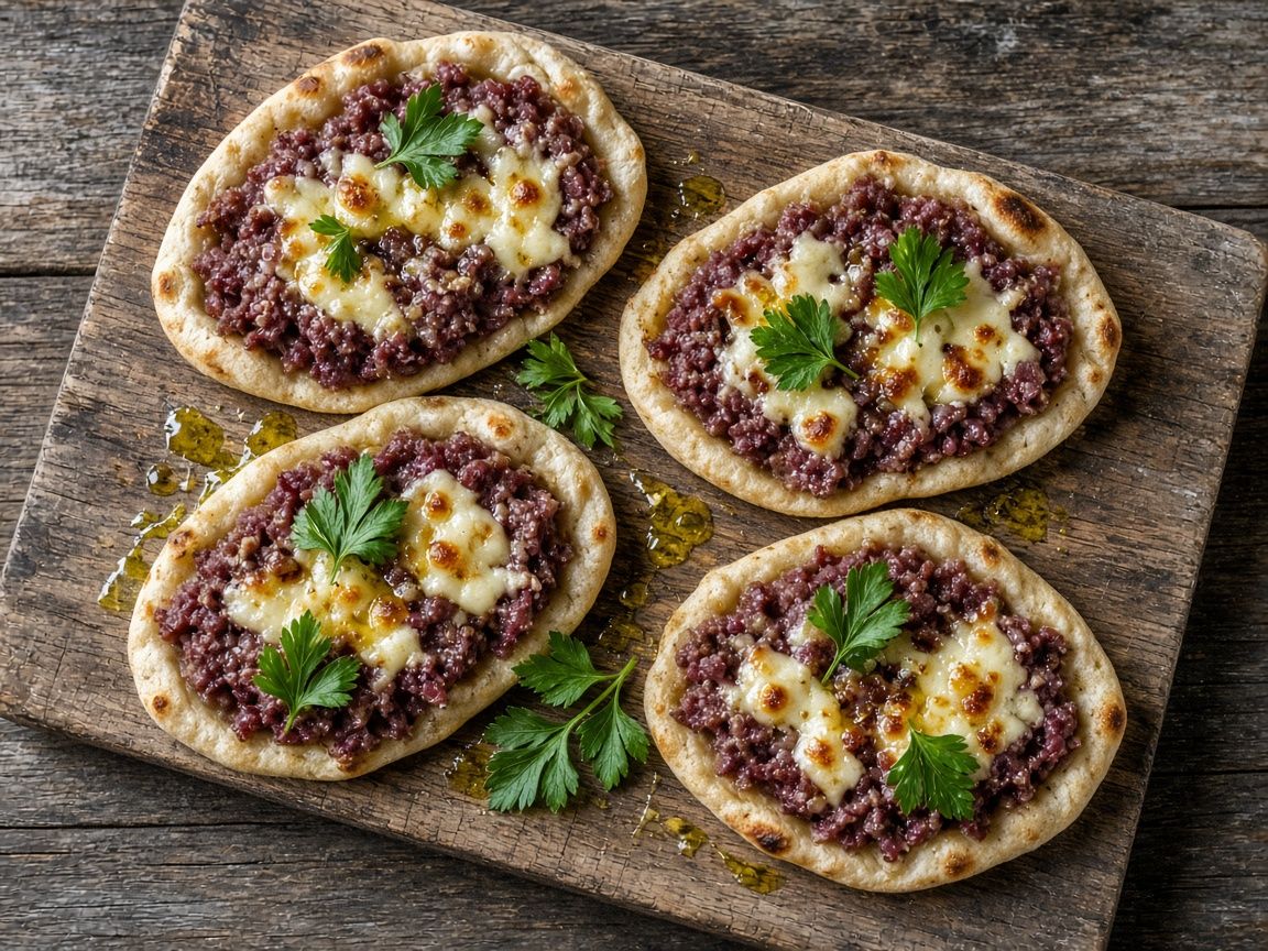 Flatbreads stuffed with cold-smoked reindeer and halloumi