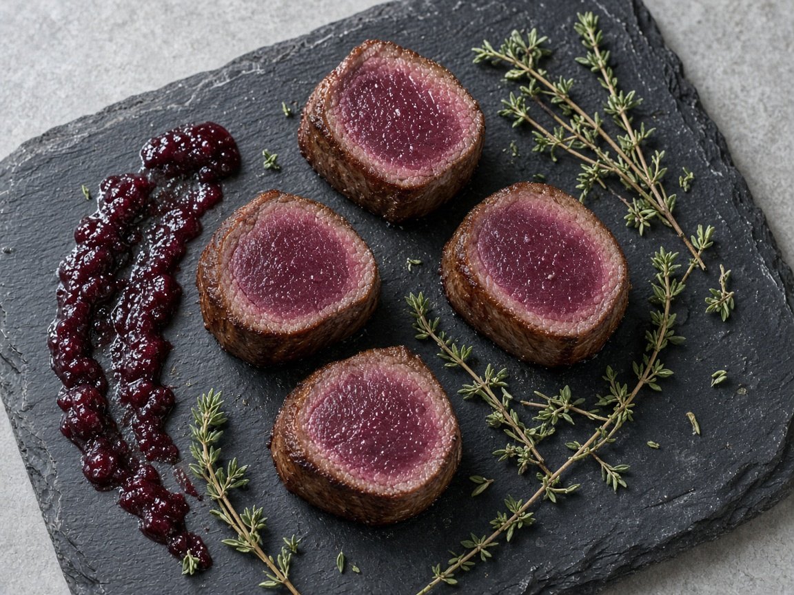Reindeer tenderloin with a fresh herb crust