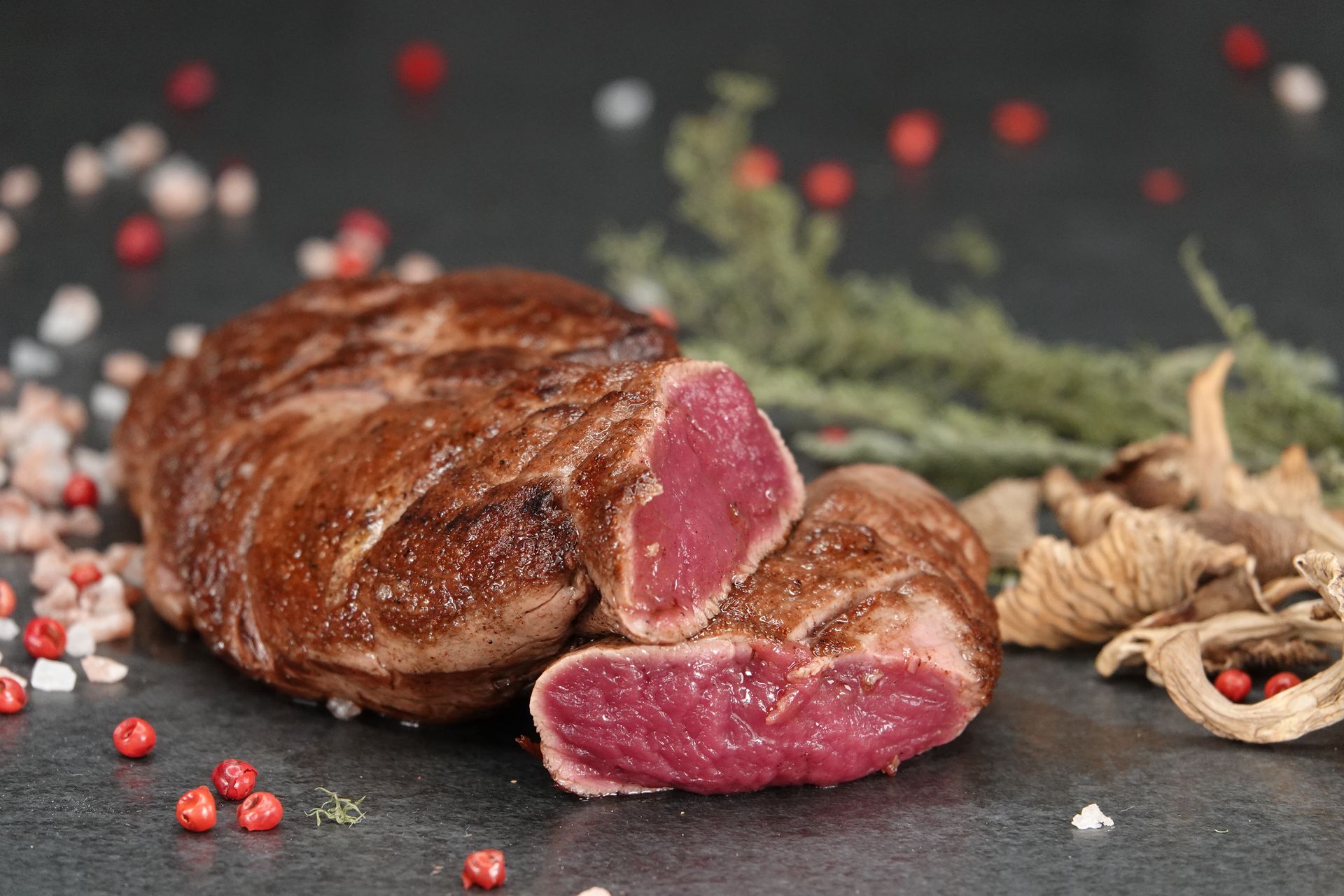 Pan-seared reindeer tenderloin with rosemary butter